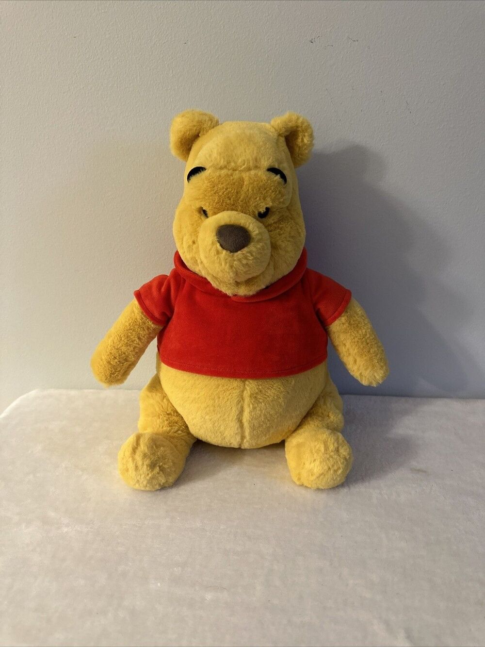 Disney Winnie The Pooh 14" Plush Bear Soft Red Shirt Disney Store